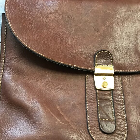 Vintage Rugero Brown Leather Messenger Bag Briefcase Removable Strap Lock & Key - Picture 4 of 16